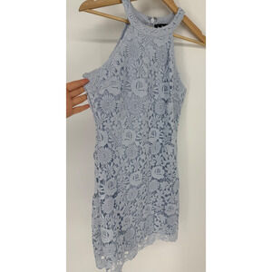 Lulus Love Poem Lace Mini Dress in Light Blue Size MEDIUM M 35" Long, 2770